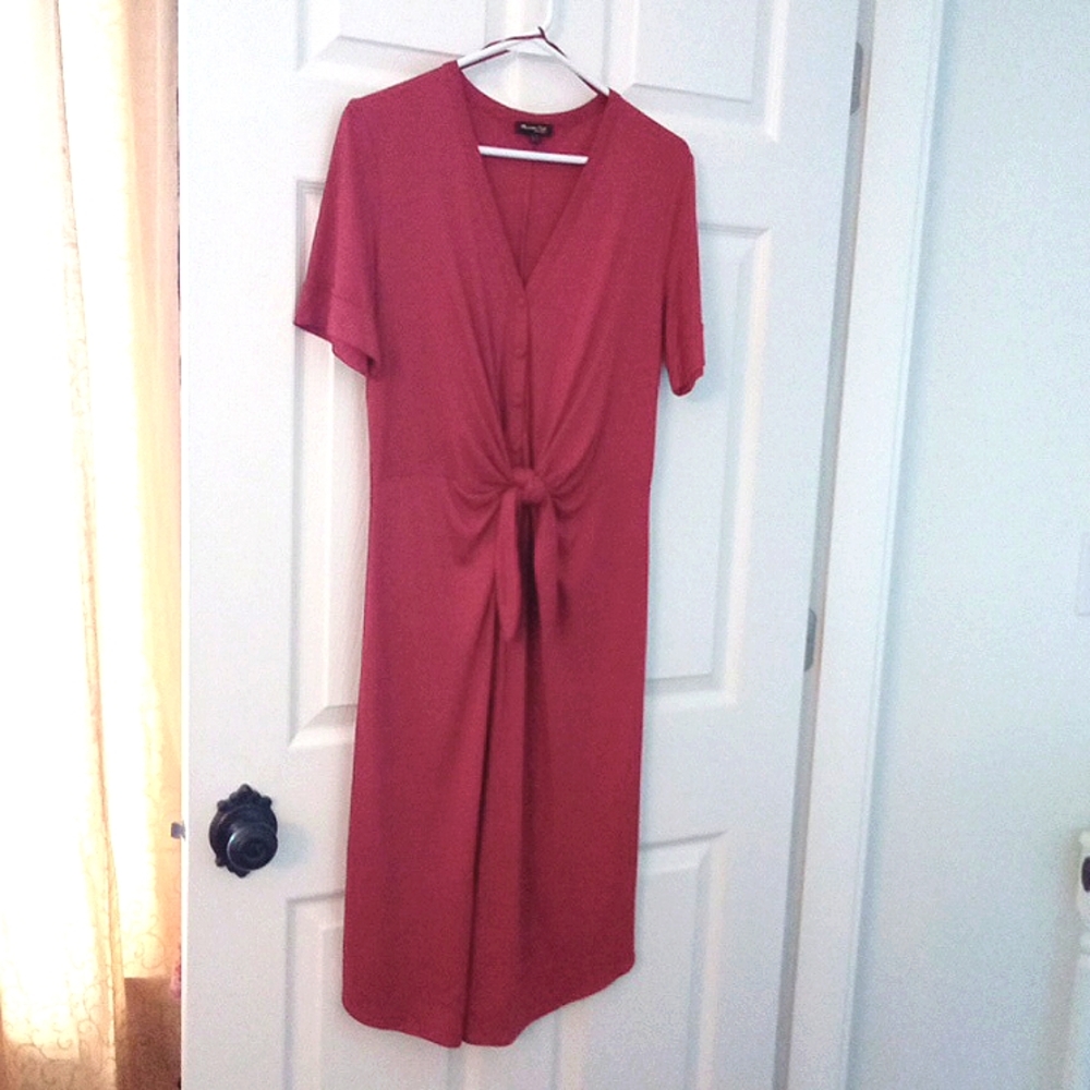 Massimo Dutti Women's Midi Dress with Tied Knot Detail Size Medium